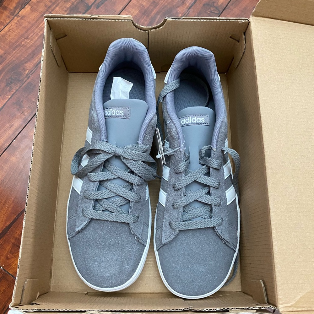 Adidas Gray and White Sneakers Classic Low-Top Design